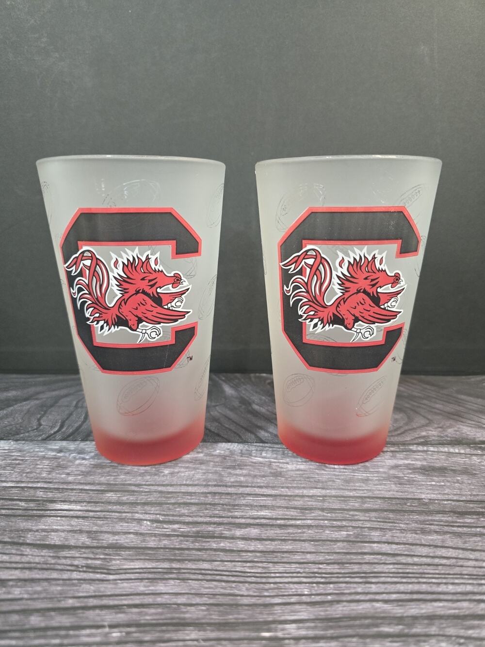 Set of 2 South Carolina Gamecocks 16oz Frosted Pint Glasses Libbey Football USC
